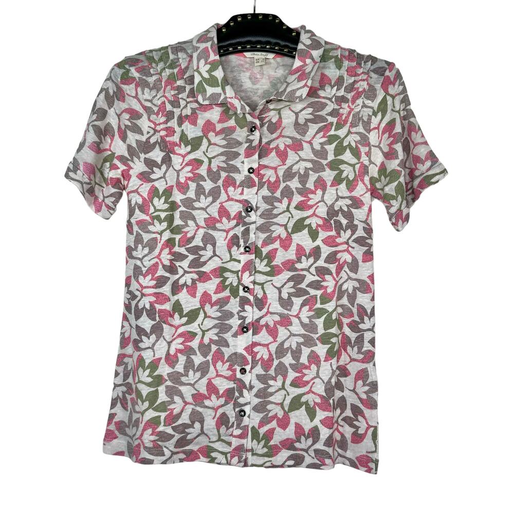 White Stuff Floral Linen Button Down Shirt 2 NWOT